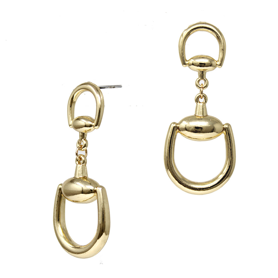 Gold Horse Bit 1" Stud Earring