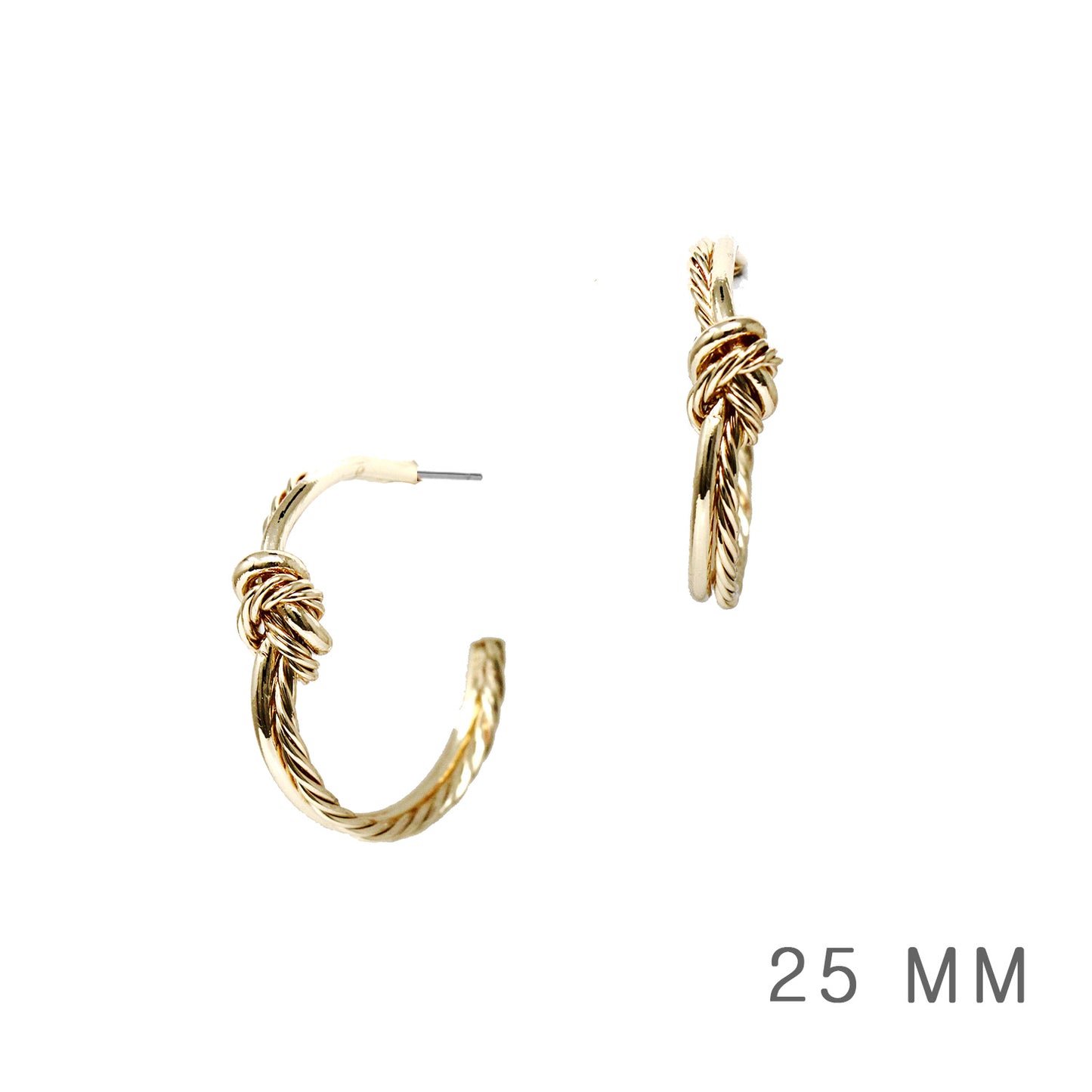 Thin Gold Wire Wrapped Knotted 1" Earring
