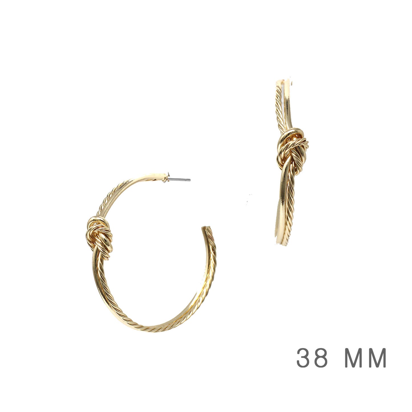 Thin Gold Wire Wrapped Knotted 1.5" Earring