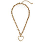 Gold U Chain with Open Heart 1" Charm 16"-18" Necklace