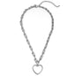 Silver U Chain with Open Heart 1" Charm 16"-18" Necklace