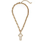 Gold U Chain with Open Cross 1" Charm 16"-18" Necklace