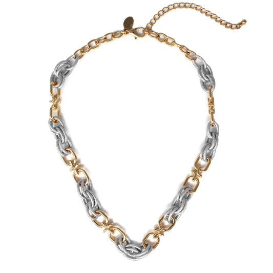 Gold and Silver Oval Link Chain 16"-18" Necklace