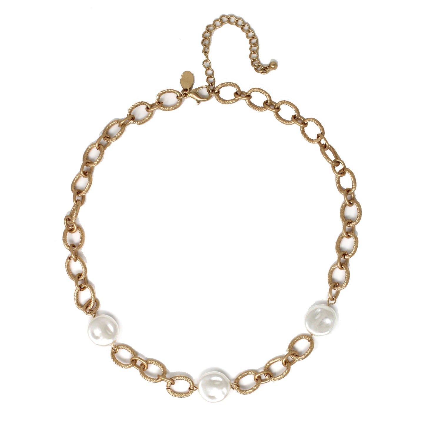 Gold Open Chain with Coin Pearl 16"-18" Necklace