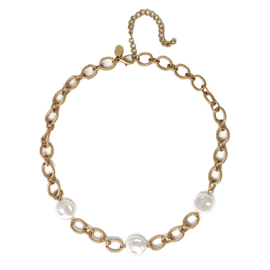 Gold Open Chain with Coin Pearl 16"-18" Necklace