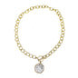 Gold and Silver Cross Stamped Coin 16"-18" Gold Chain Necklace