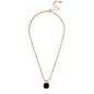Gold Chain with Black Crystal Square Charm 16"-18" Necklace