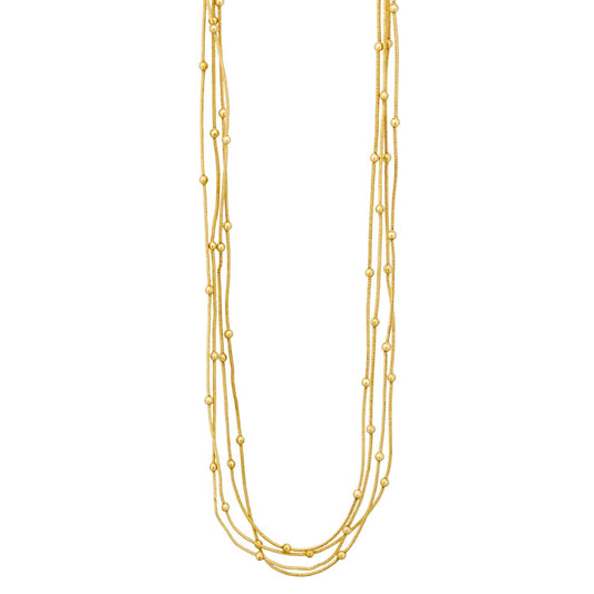 Gold 4 Layered Chain with Beaded Accents 16"-18" Necklace