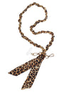 Cheetah Print Scarf with Gold Knotted 46" Phone Chain