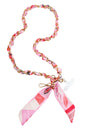 Pink and White Scarf with Gold Knotted 46" Phone Chain