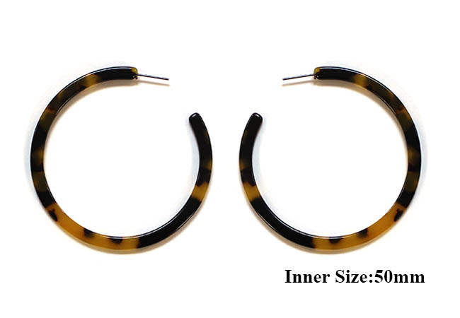 Gold Tortoise 2.25" Flat Hoop Earring
