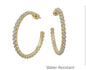 Water Resistant 1.5" Gold 2MM rhinestone  Hoop