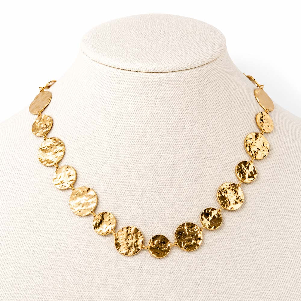 Hammered Gold Disc 16"-18" Necklace