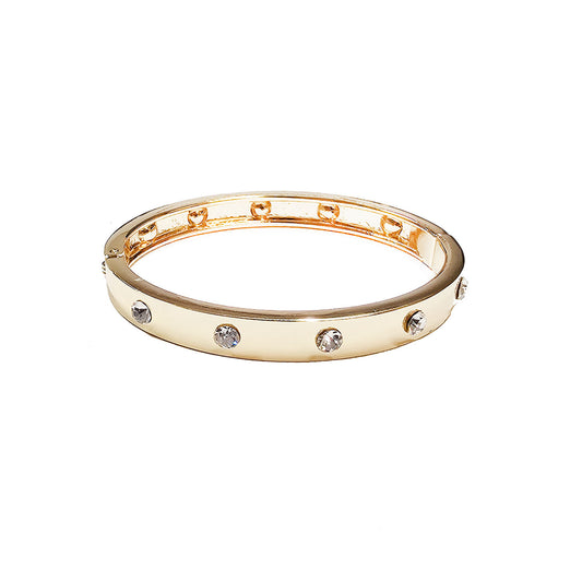 Gold Bangle with Crystal Studded Accents