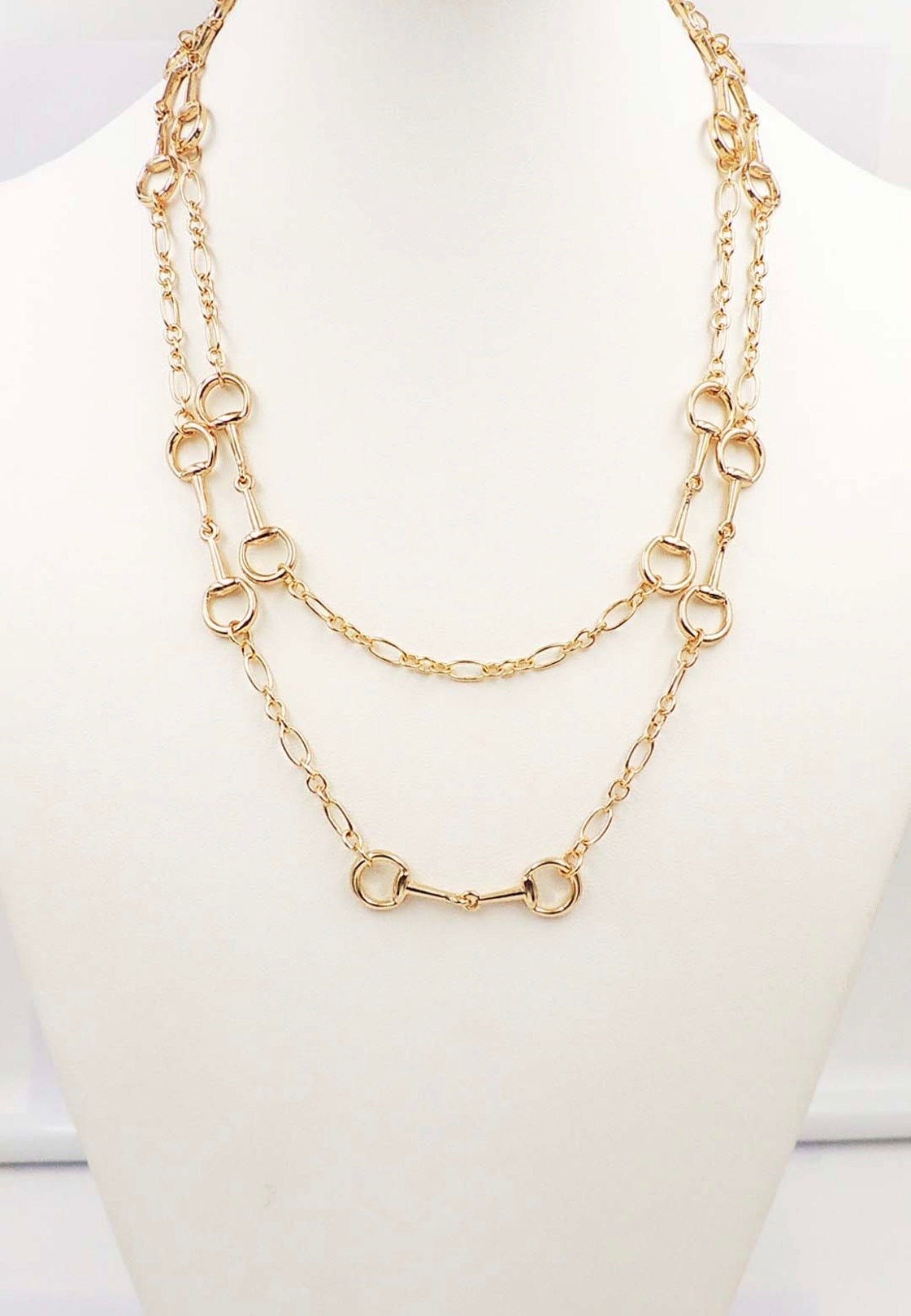 Gold Horse Bit 32” Necklace