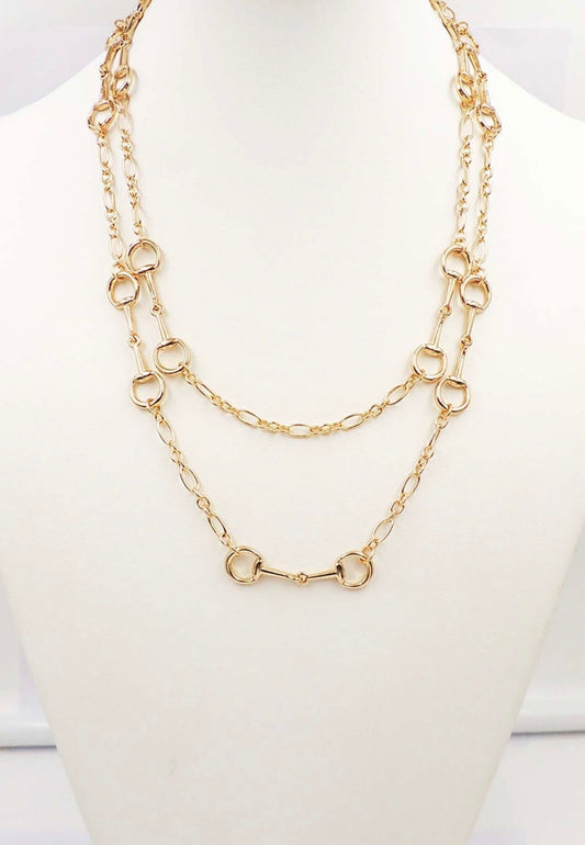 Gold Horse Bit 32” Necklace