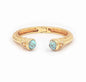 Gold Metal Hinged with Turquoise Crystal Stone Bracelet
