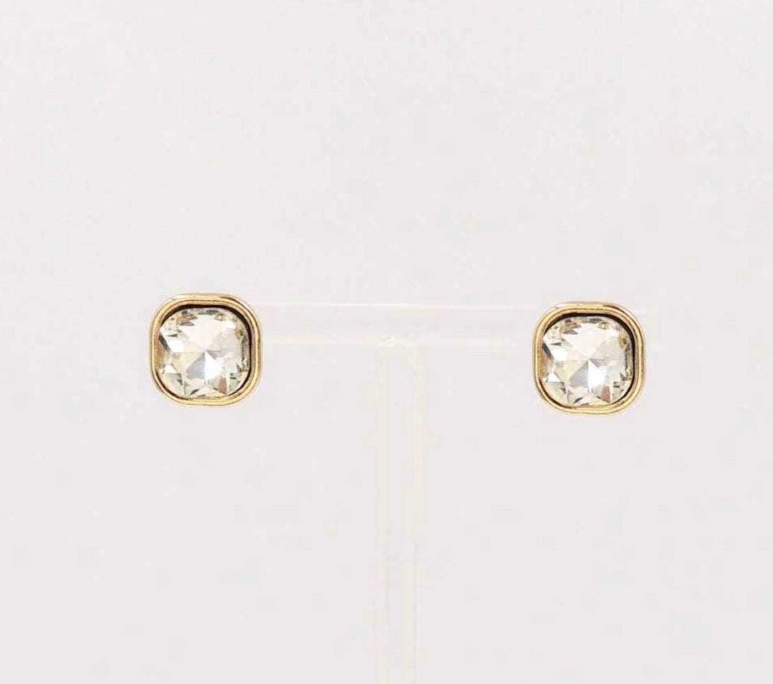 Gold Wrapped with Clear Crystal Stud Earring