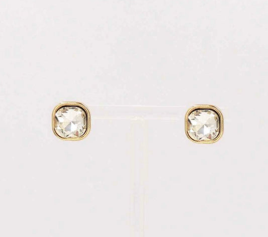 Gold Wrapped with Clear Crystal Stud Earring