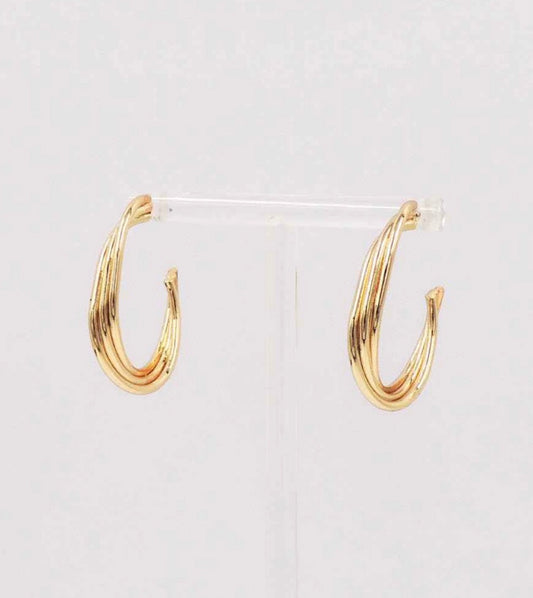 Gold Layered Waved Hoop 1.5" Earring
