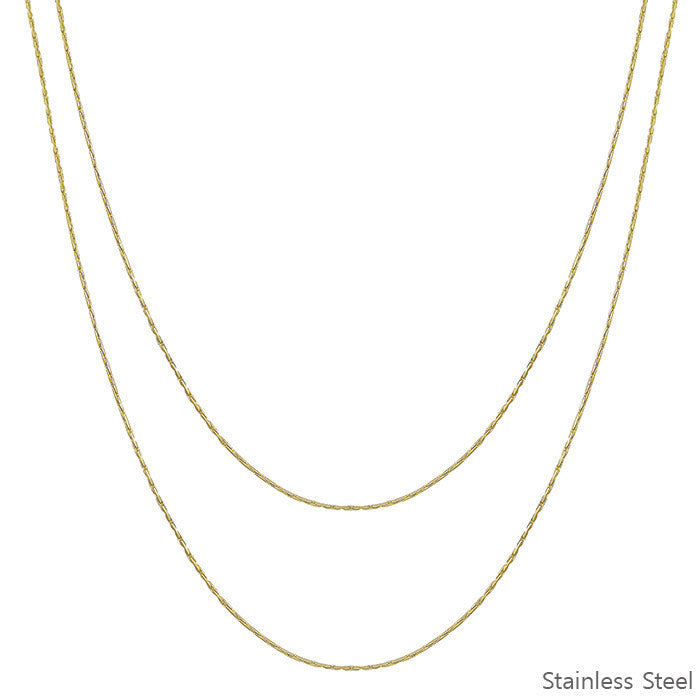 Stainless Steel Gold Layered Chain 16"-18" Necklace