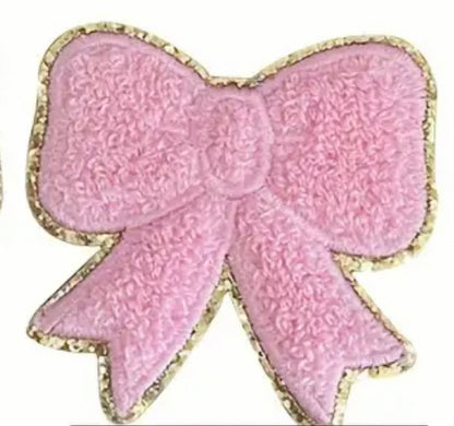 Iron On Pink and White Bow Hat Patch