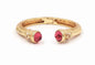 Gold Metal Hinged with Pink Crystal Stone Bracelet