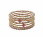 Set of 5 Gold and Dark Pink Crystal with Cross Stretch Bracelets (Copy)