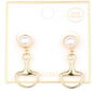 Pearl Stud with Gold Horsebit 1.25" Drop Earring