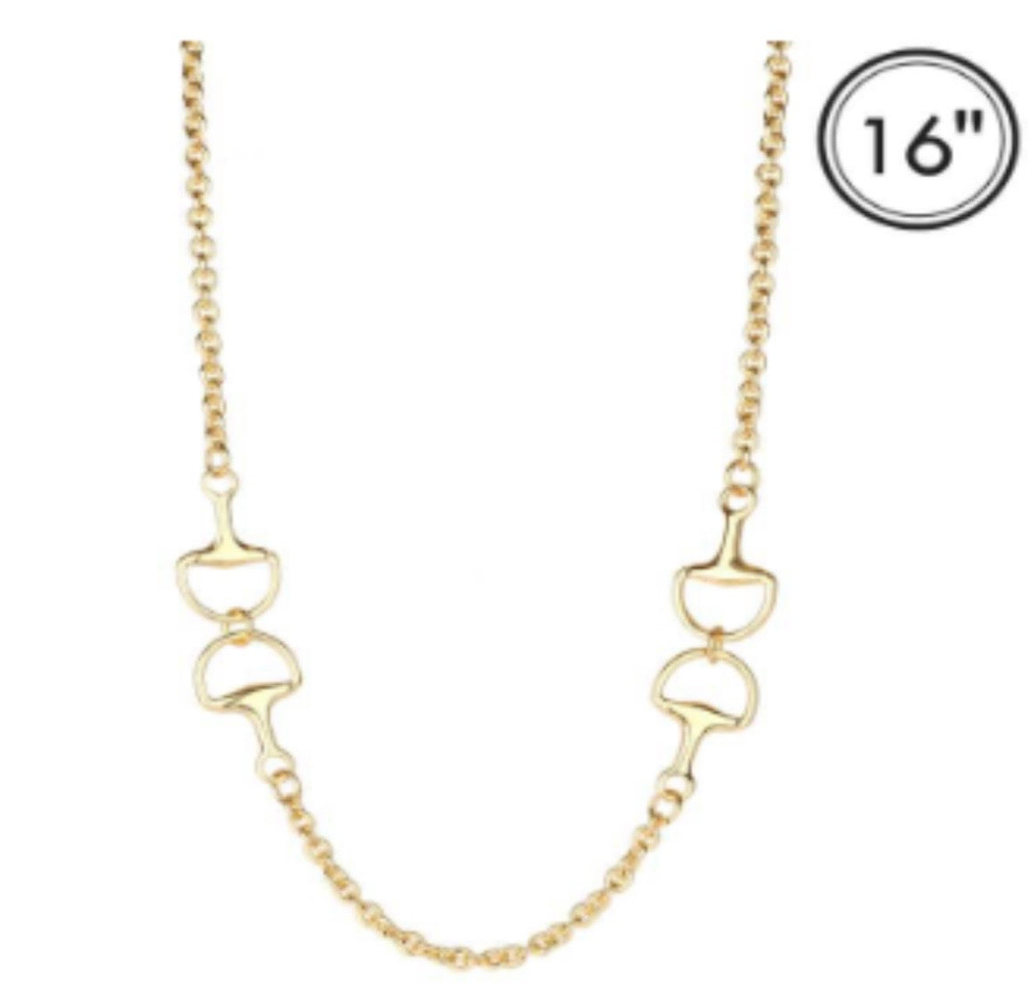 Gold Chain with Gold Horsebit 16" Necklace