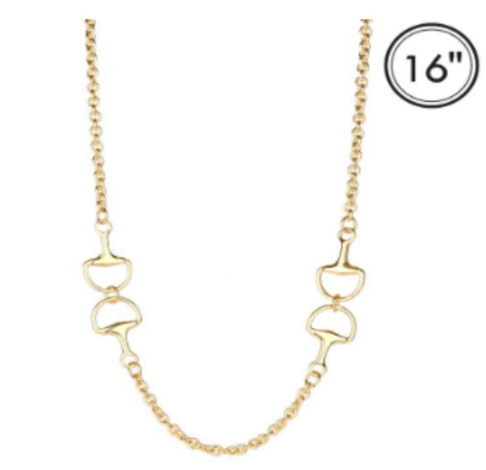 Gold Chain with Gold Horsebit 16" Necklace