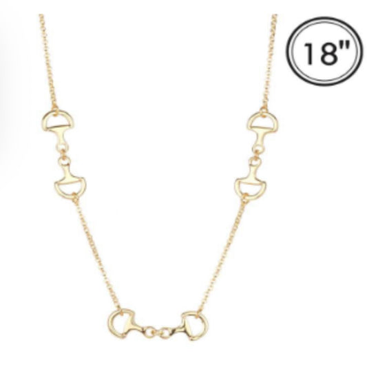 Gold Chain with Gold Horsebit 18" Necklace