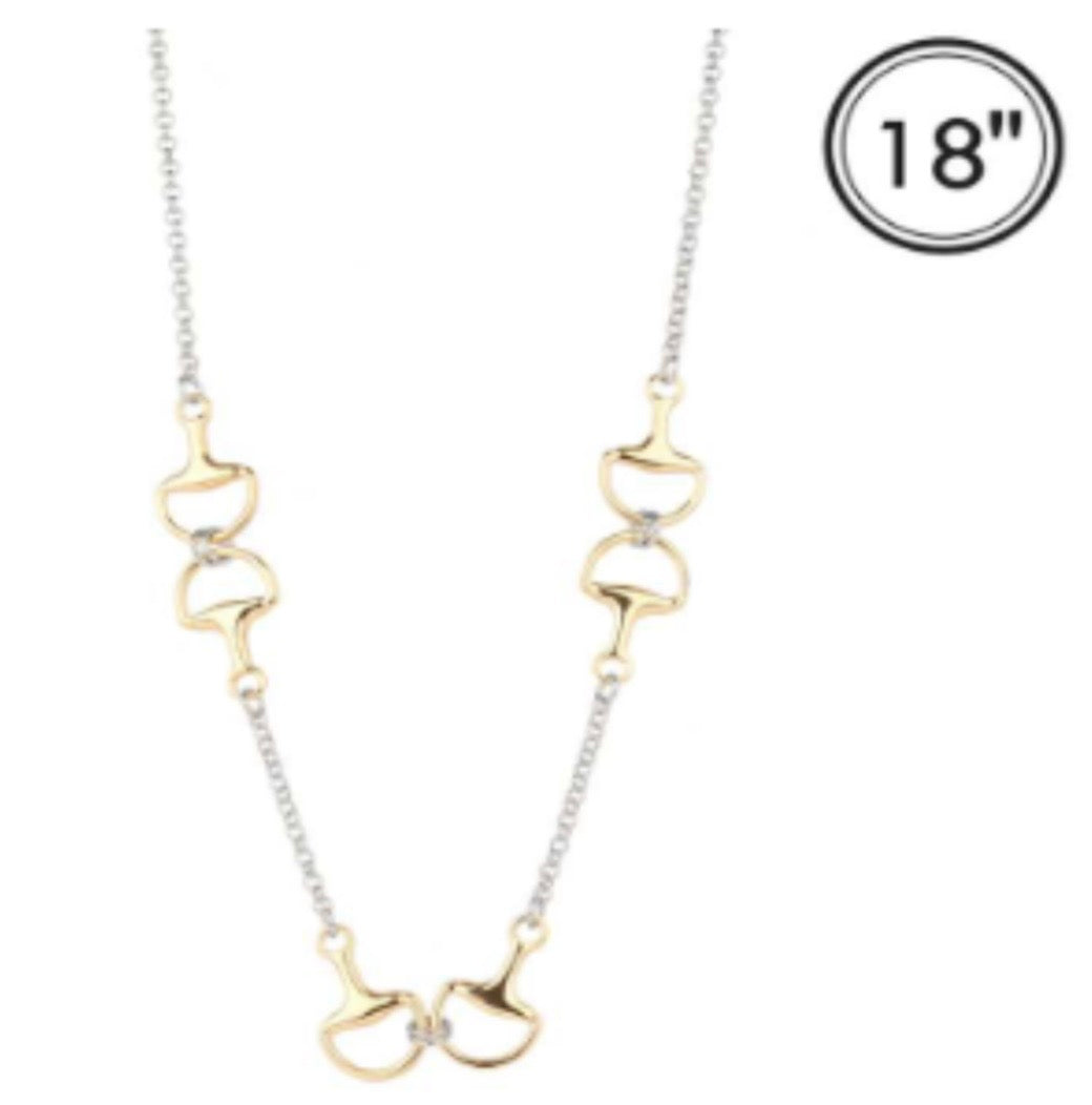 Silver Chain with Gold Horsebit 18" Necklace