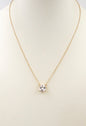 Gold Chain with Rhinestone Cushion Cut CZ Pendent 16"-18" Necklace