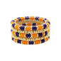 Orange and Navy Beaded with Gold Set of 4 Stretch Bracelets