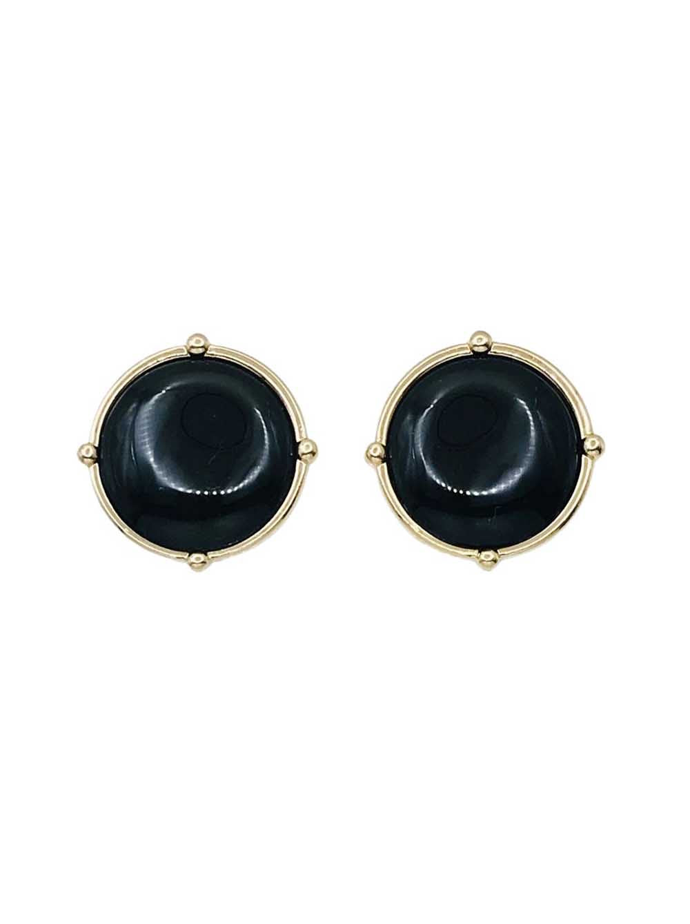 Black Stone with Gold Outline .5" Stud Earrings