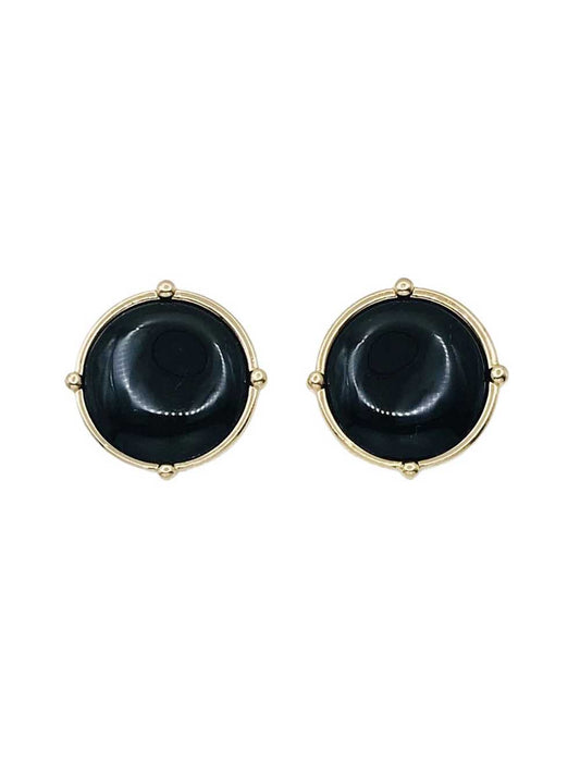 Black Stone with Gold Outline .5" Stud Earrings