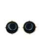 Black Stone with Gold Outline .5" Stud Earrings