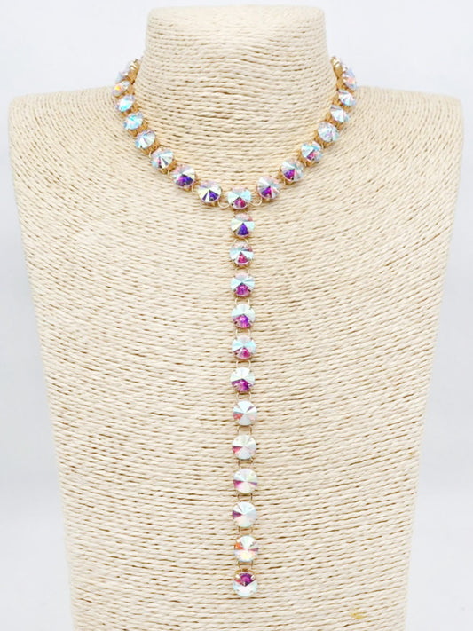 AB Crystal Y Drop 20” Necklace