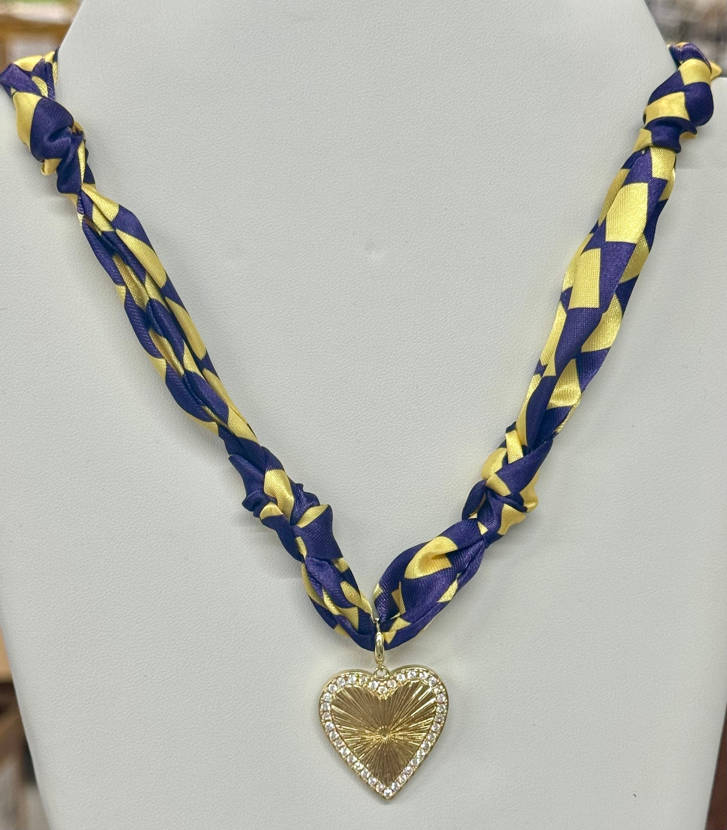Rhinestone Heart Charm, Perfect for Scarf Necklaces.