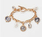 Gold Chain Bracelet with Coin and Pearl Charms