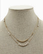 Gold Beaded and Pearl Layered 16"-18" Necklace