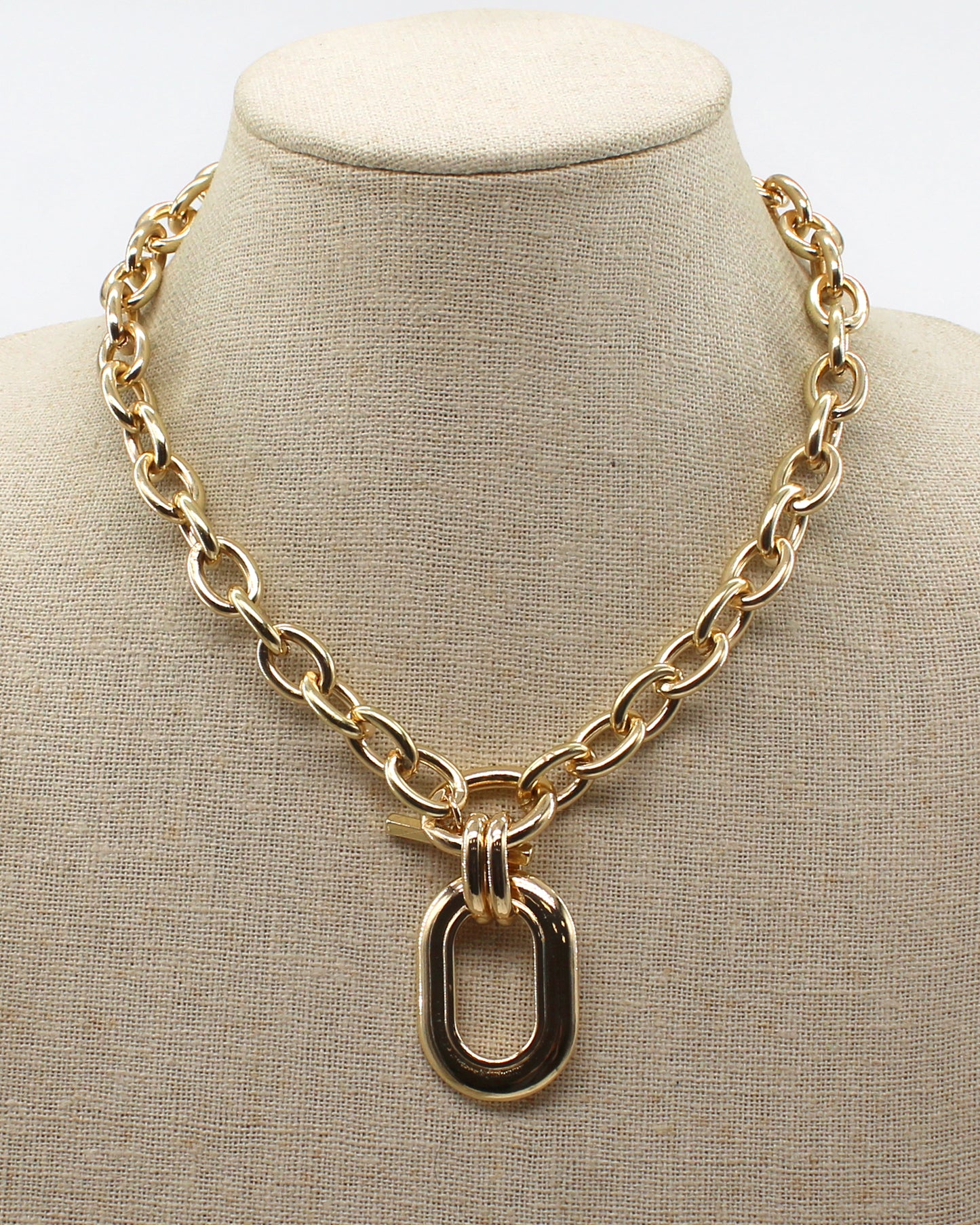 Gold Open Chain with Open Oval 16"-18" Necklace