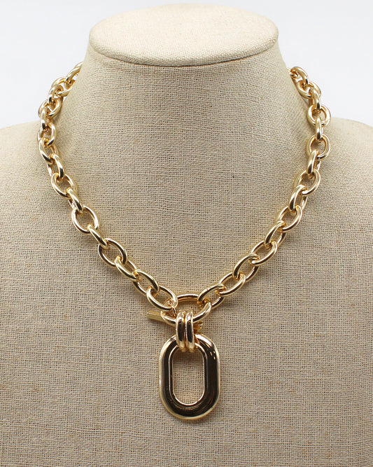 Gold Open Chain with Open Oval 16"-18" Necklace