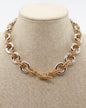 Gold and Silver Two Tone Textured Necklace 16"-18" Necklace