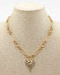 Gold Open Chain with Hammered Heart 16"-18" Necklace