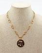 Gold Open Chain with Hammered Circle 16"-18" Necklace