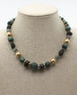 Green Natural Stone and Gold Beaded 16"-18" Necklace