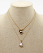 Gold Double Chain with Charms and Pearl Drop 16"-18" Necklace