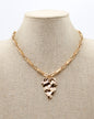 Gold Chain with Hammered Heart Charm 16"-18" Necklace